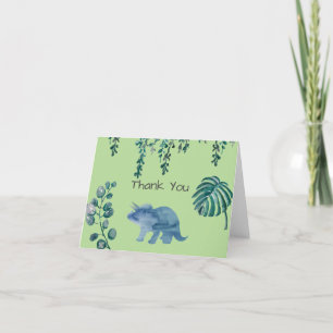 Cartão De Agradecimento Partido Dinossauro Triceratops Verde
