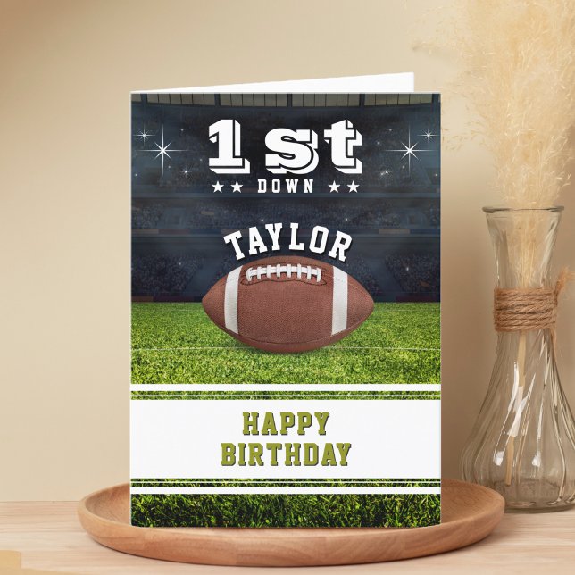 Cartão De Agradecimento Partido primeiro aniversario de Futebol Americano (American Football Field 1st Birthday Party Thank You Card)