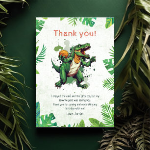 Cartão De Agradecimento Partido primeiro aniversario Dinossauro