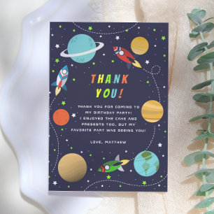Cartão De Agradecimento Partiu! Festa de Aniversário do Foguete Espacial