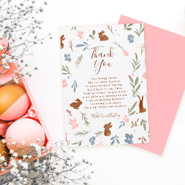 Cartão De Agradecimento Páscoa de coelho floral chá de fraldas de coelhinh