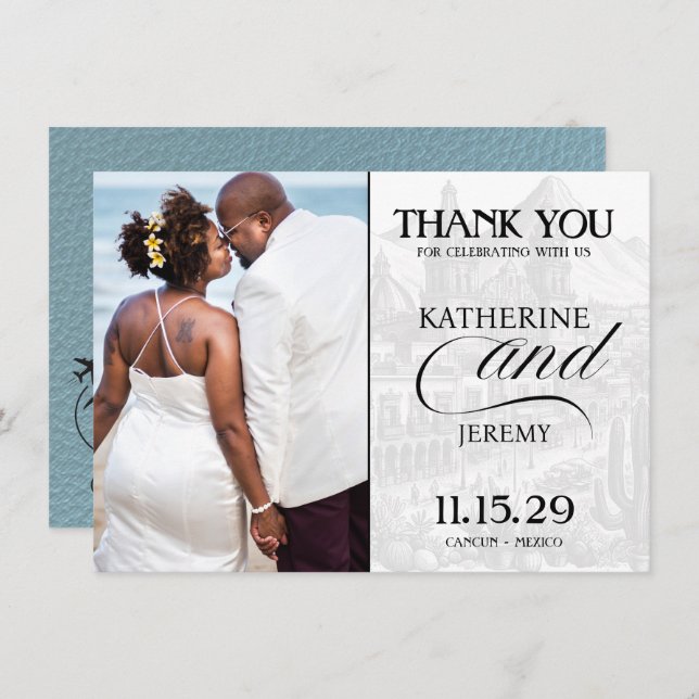 Cartão De Agradecimento Passaporte Azul Pizarra México (Frente/Verso)