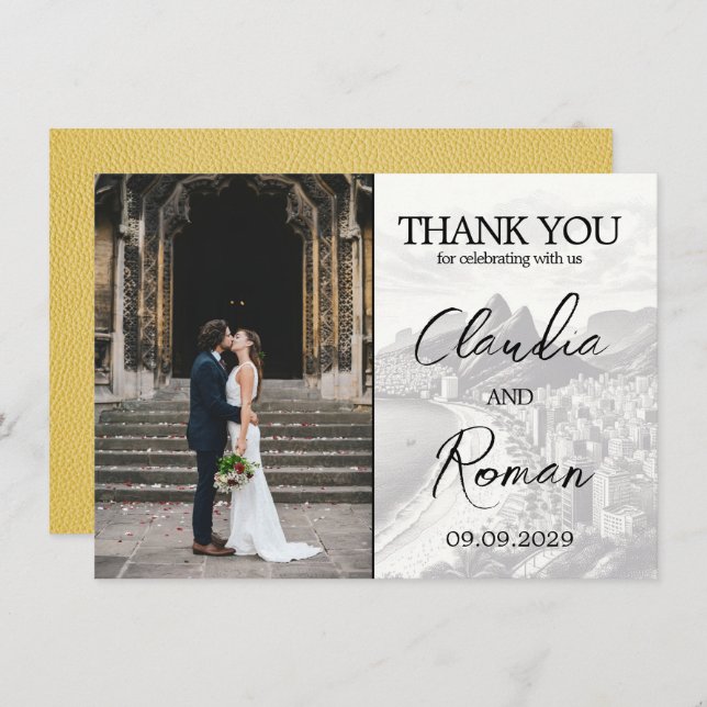 Cartão De Agradecimento Passaporte Brasil Amarelo (Frente/Verso)