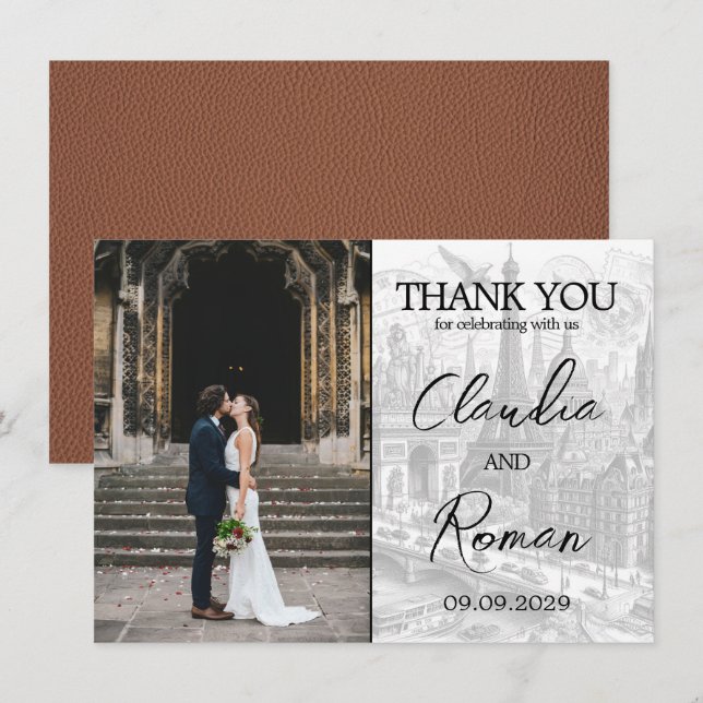 Cartão De Agradecimento Passaporte Brown Paris (Frente/Verso)