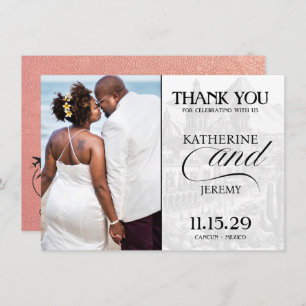 Cartão De Agradecimento Passaporte do México no Dourado rosa