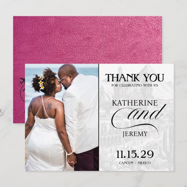 Cartão De Agradecimento Passaporte Magenta México (Frente/Verso)