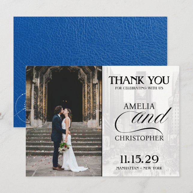 Cartão De Agradecimento Passaporte Nova Iorque Real Azul (Frente/Verso)