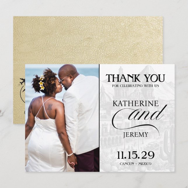 Cartão De Agradecimento Passaporte para Champanhe no México (Frente/Verso)