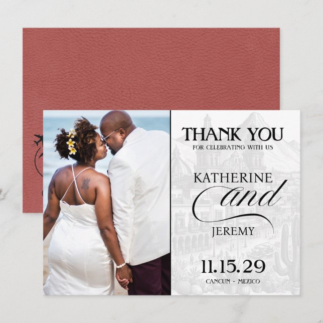 Cartão De Agradecimento Passaporte para Light Burgundy no México (Frente/Verso)