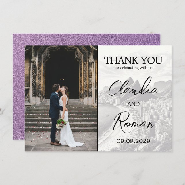 Cartão De Agradecimento Passaporte para o Brasil lavanda (Frente/Verso)