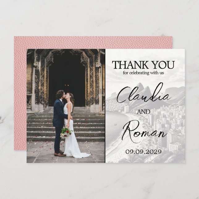 Cartão De Agradecimento Passaporte Rosa Brasil (Frente/Verso)