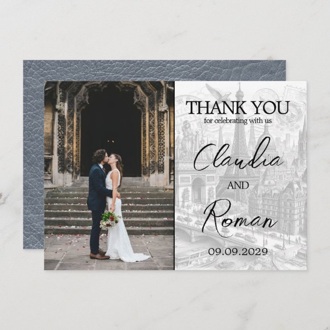 Cartão De Agradecimento Passaporte Silver Paris (Frente/Verso)