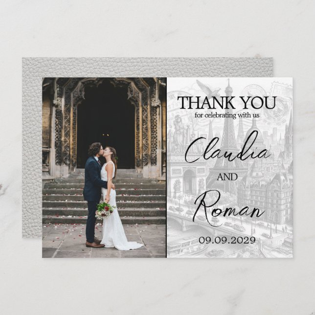 Cartão De Agradecimento Passaporte White Paris (Frente/Verso)