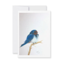 Passarinho Azul em um galho - Obra de Arte Origina