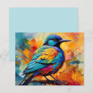 Cartão De Agradecimento Pássaro de Aquarela em uma placa de saudação de ra