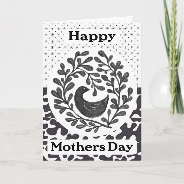 Cartão De Agradecimento Pássaro de porta da placa de dia de as mães (Frente)