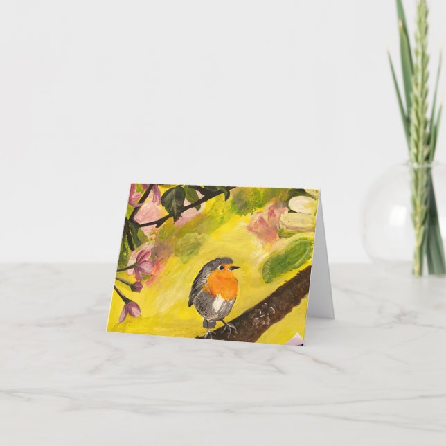 Cartão De Agradecimento Pássaro na nota do galho (Frente)