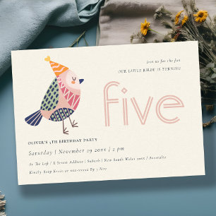 Cartão De Agradecimento Pássaro Rosa Escoteiro Qualquer 5 de Idade Anivers