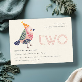 Cartão De Agradecimento Pássaro Rosa Escovado Bonito Qualquer segundo aniv