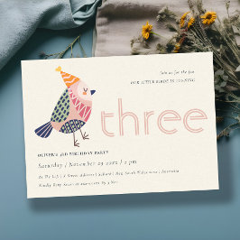 Cartão De Agradecimento Pássaro rosa-pinto-pinto-claro qualquer aniversári