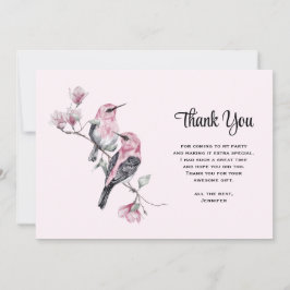 Cartão De Agradecimento Pássaros Canais Rosa em uma Ramificação de Árvore