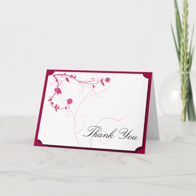 Cartão De Agradecimento Pássaros do Amor a Rosa e Branco Obrigado (Frente)