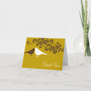 Cartão De Agradecimento Pássaros do amor marrons foto personalizada casame