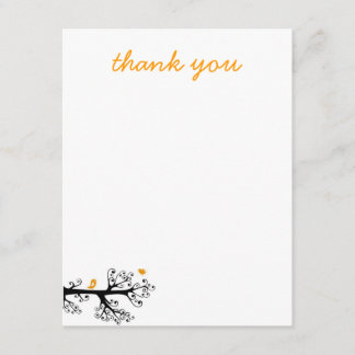 Cartão De Agradecimento Pássaros simples no obrigado do ramo de árvore