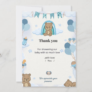 Cartão De Agradecimento Pastel Baby Shower Thank You Card