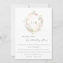 Cartão De Agradecimento Pastel Blush Wildflower Wreath Casamento
