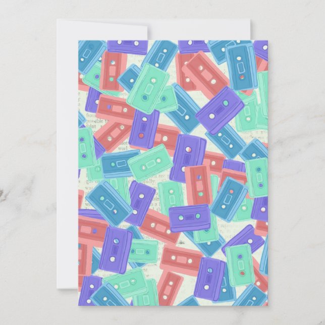 Cartão De Agradecimento Pastel Cassette Tapes - Música estética dos anos 9 (Frente)