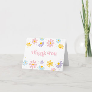 Cartão De Agradecimento Pastel Daisy Primeiro Aniversário