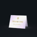 Cartão De Agradecimento Pastel de Água Bar Dourado Roxo Mitzvah<br><div class="desc">Cartões de agradecimentos Mitzvah,  Bar Dourado Púrpura Pastel de Aquarela</div>