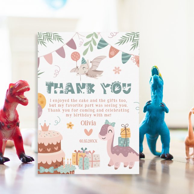 Cartão De Agradecimento Pastel Dino-Mite Aniversário Obrigado (Criador carregado)
