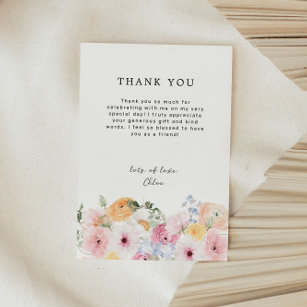 Cartão De Agradecimento Pastel Floral Colorido