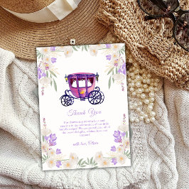 Cartão De Agradecimento Pastel Floral Princess Carriage Girl Baby Shower 