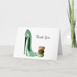Cartão De Agradecimento Pastel Green Stiletto and French Macaroons Art