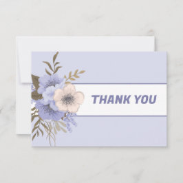 Cartão De Agradecimento Pastel Peach Floral Violeta Cinco Rosas Selvagens