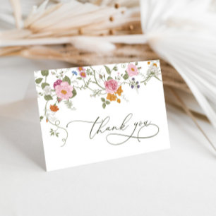 Cartão De Agradecimento Pastel Pink Bohemian Field Wildflower