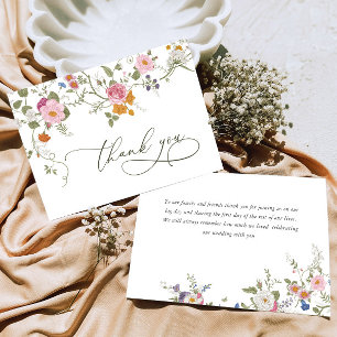 Cartão De Agradecimento Pastel Pink Bohemian Field Wildflower