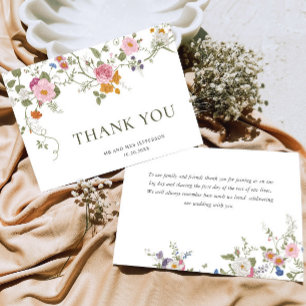 Cartão De Agradecimento Pastel Pink Bohemian Field Wildflower