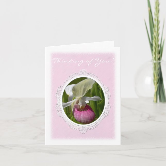 Cartão De Agradecimento Pastel PInk Lady Slipper Note Card (Frente)
