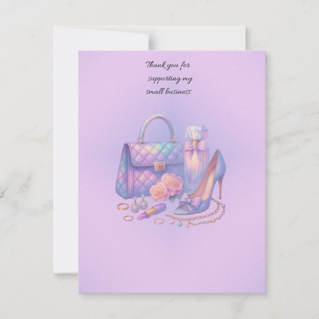Cartão De Agradecimento Pastel Rainbow Glam Boutique Thank You Card (Frente)