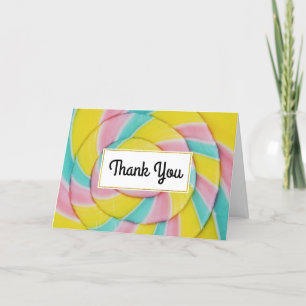 Cartão De Agradecimento Pastel Rainbow Spiral Candy