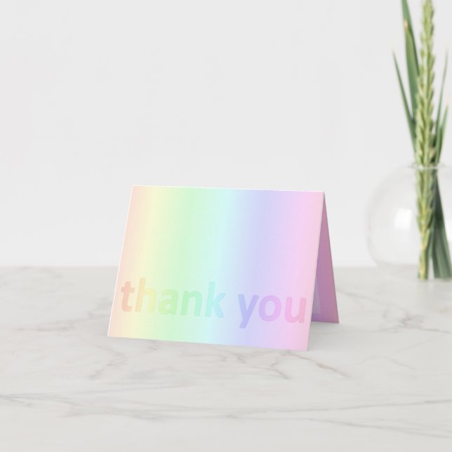 Cartão De Agradecimento Pastel Rainbow Thank You (Frente)