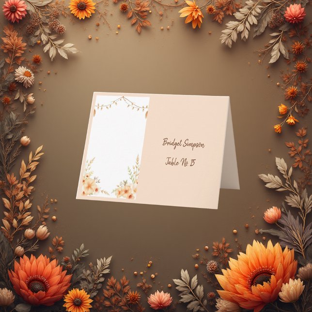 Cartão De Agradecimento pastel Rustic boho Florals Solteiro assento convid (Criador carregado)