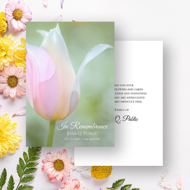 Cartão De Agradecimento Pastel Tulip Primavera Funeral Memorial Simpatia (Criador carregado)