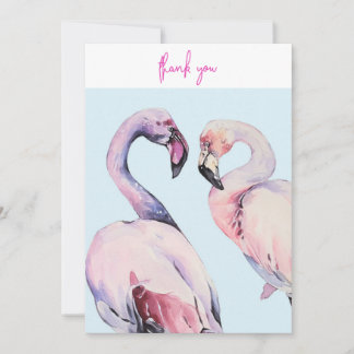 Cartão De Agradecimento Pastel Watercolor Flamingo