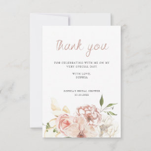 Cartão De Agradecimento Pastel Watercolor Floral Elegante