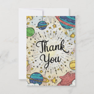 Cartão De Agradecimento Pastel Whimsical Starry Celestial
